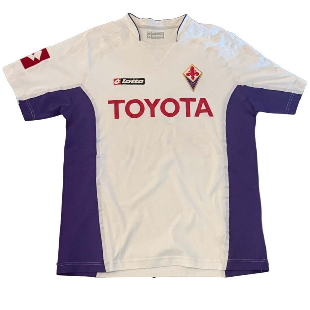 Lotto Fiorentina 2007-08 Away Soccer Jersey Toyota Men's XL White Purple Vintage
